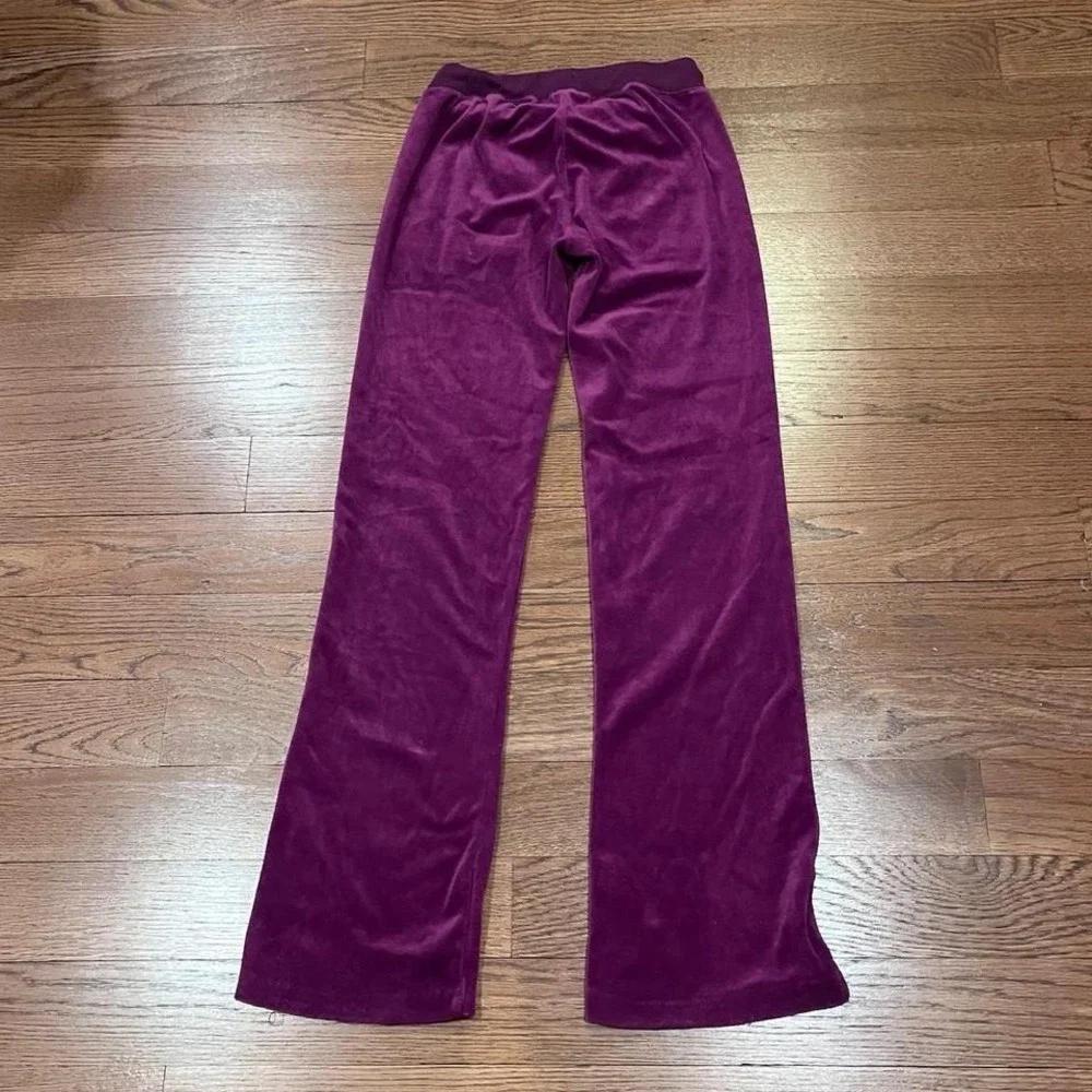y2k royal purple crushed velvet velour wide leg bootcut sweatpants small